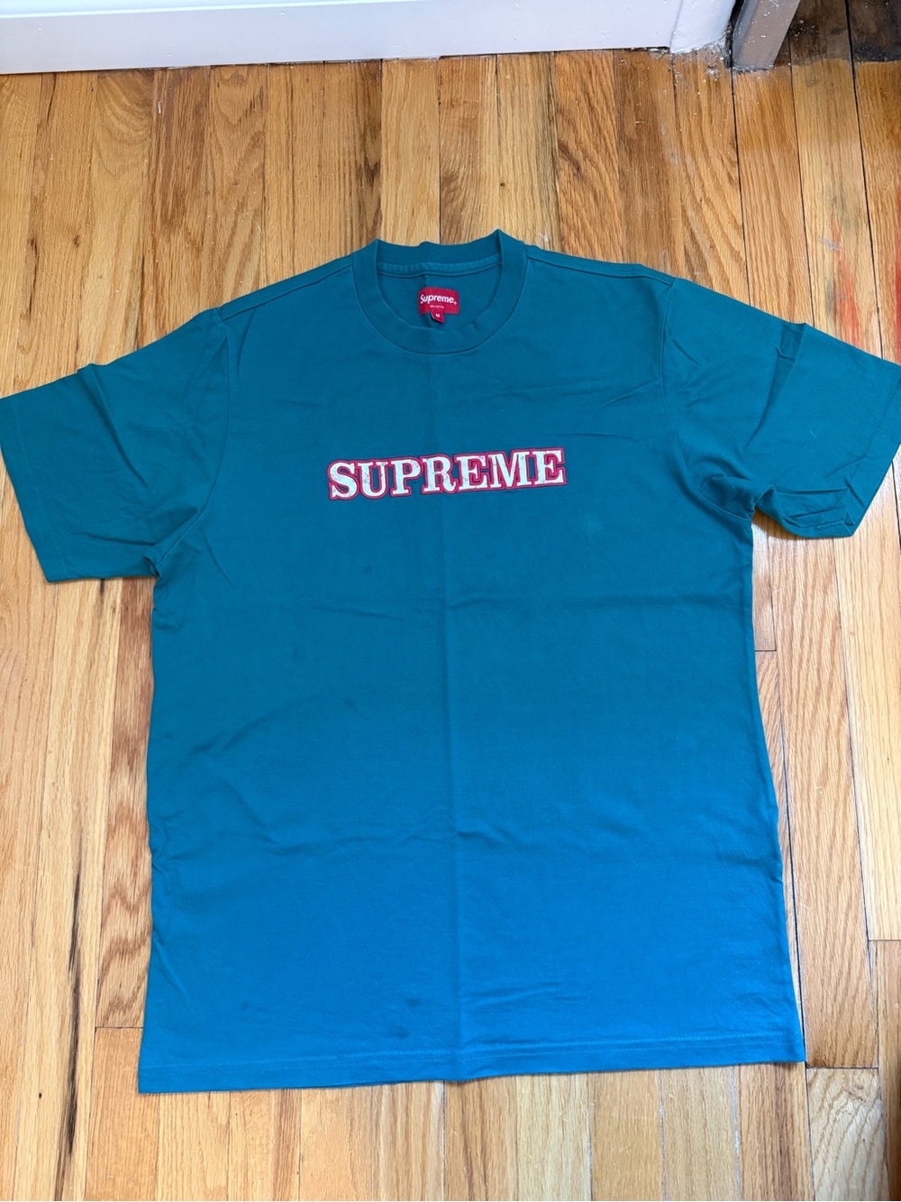 Supreme Teal Short Sleeve Tee with Red & White Logo